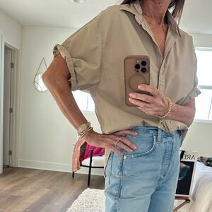 Denim Forum Casual Tan Button-Up Shirt